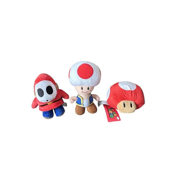 Super Mario Plush Lot Of 3 Characters Including Toad & Shy Guy With Original Tag - Picture 1 of 2